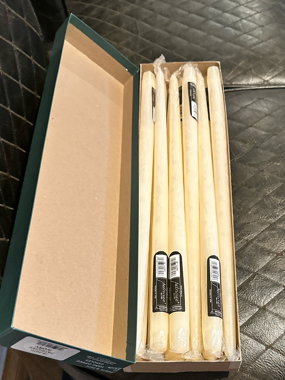 Patrician Ivory Box Of 12 Hand Dipped Candles Classic 18" Dripless Smokeless